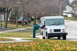 mail truck delivering mail